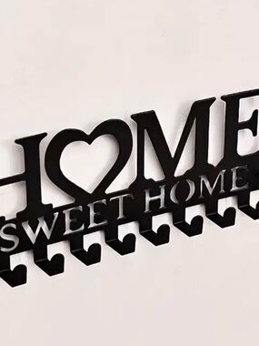 Home Sweet Home Wall Hook Rack - Black